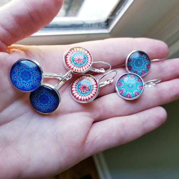 Vibrant Bohemian Gypsy Round Earrings - Picture 5 of 6